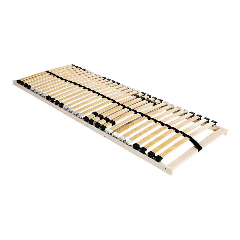 vidaXL Slatted Bed Base Brown Solid Beech Wood, a wooden bed frame with many slats