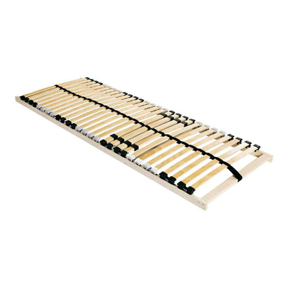 vidaXL Slatted Bed Base Brown Solid Beech Wood, a wooden bed frame with many slats