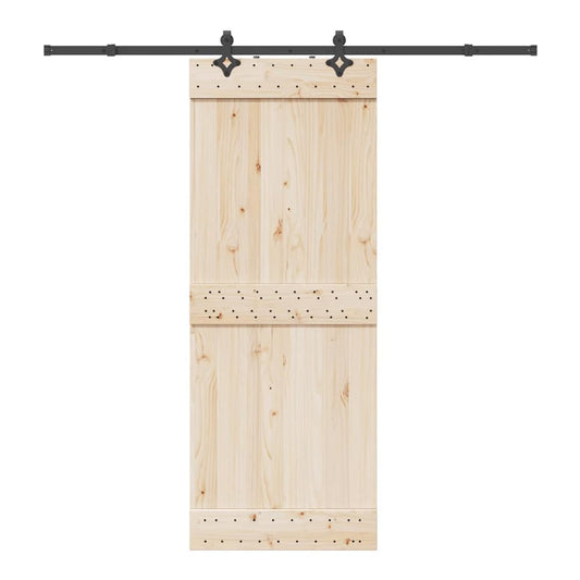 vidaXL Sliding Door Hardware Kit 213,5 cm Black on a wooden door