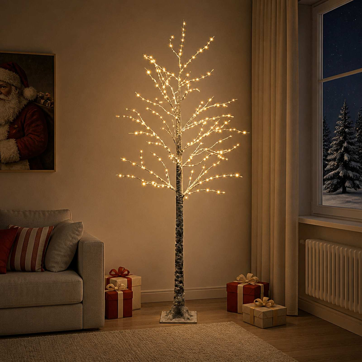 Snow-Covered LED Christmas Tree Brown 22 x 22 x Plastic 180 cm Warm white