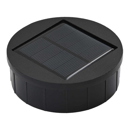 Close-up of the solar panel on top of a pathway light