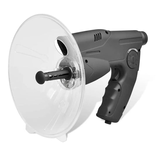 The sound amplifier listening device with its large parabolic dish and handle