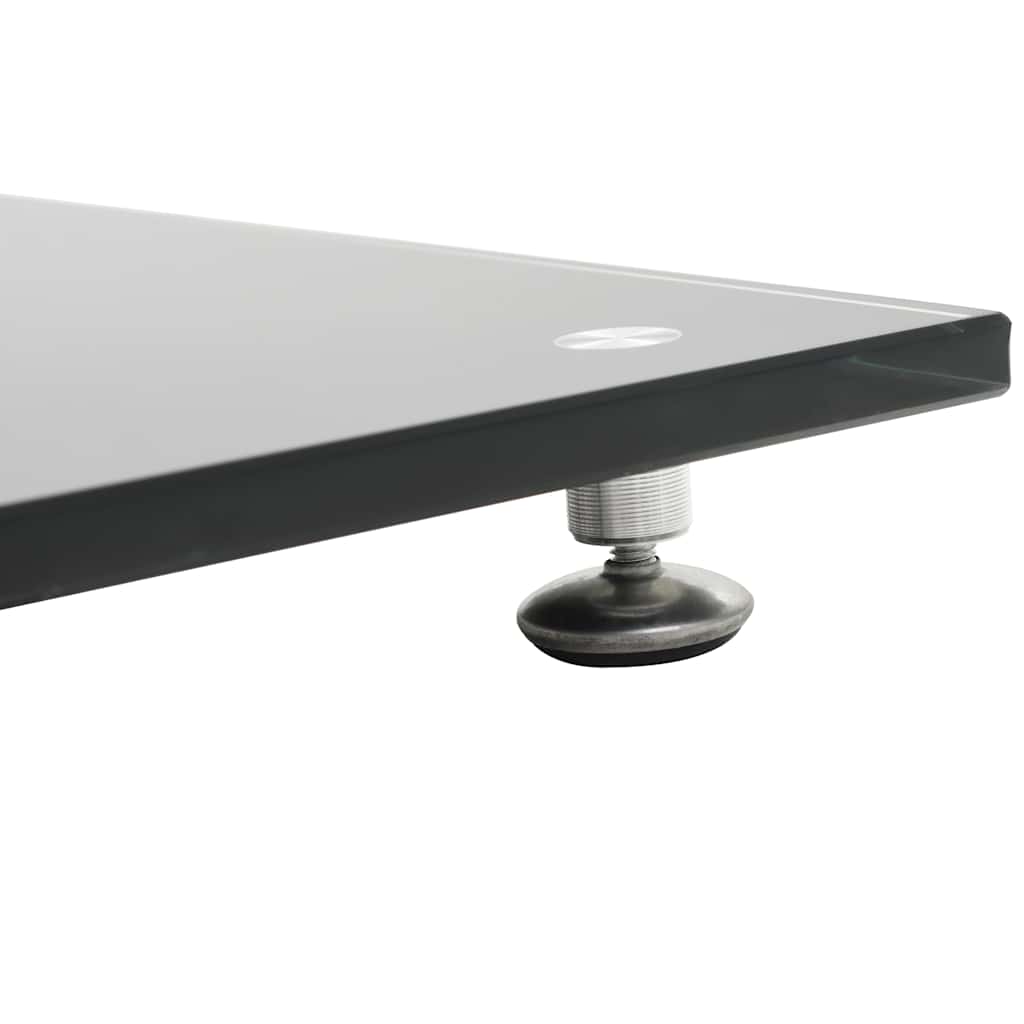 Close-up of the adjustable feet on the speaker stands