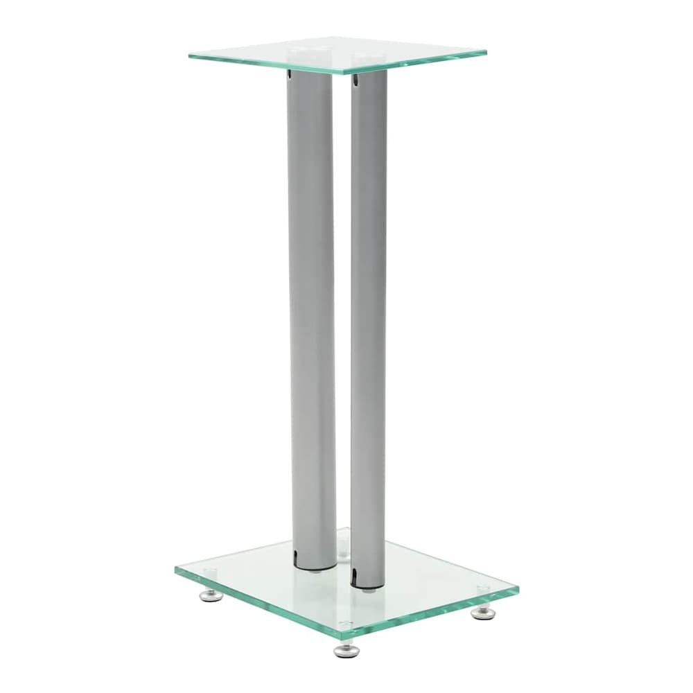 Speaker Stand with a tempered glass top and silver pillar