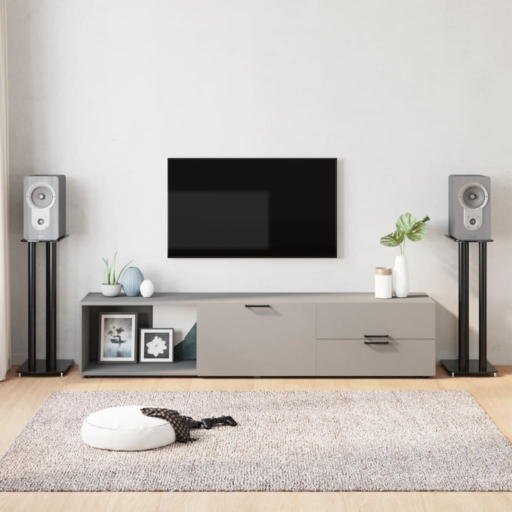 Speaker Stands 2 pcs Tempered Glass 3 Pillars Design Black