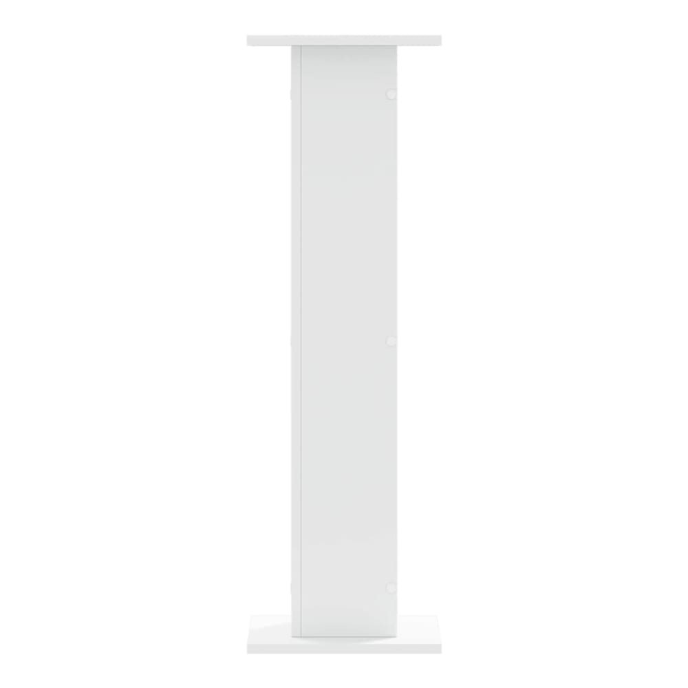 A single white speaker stand shown from the back