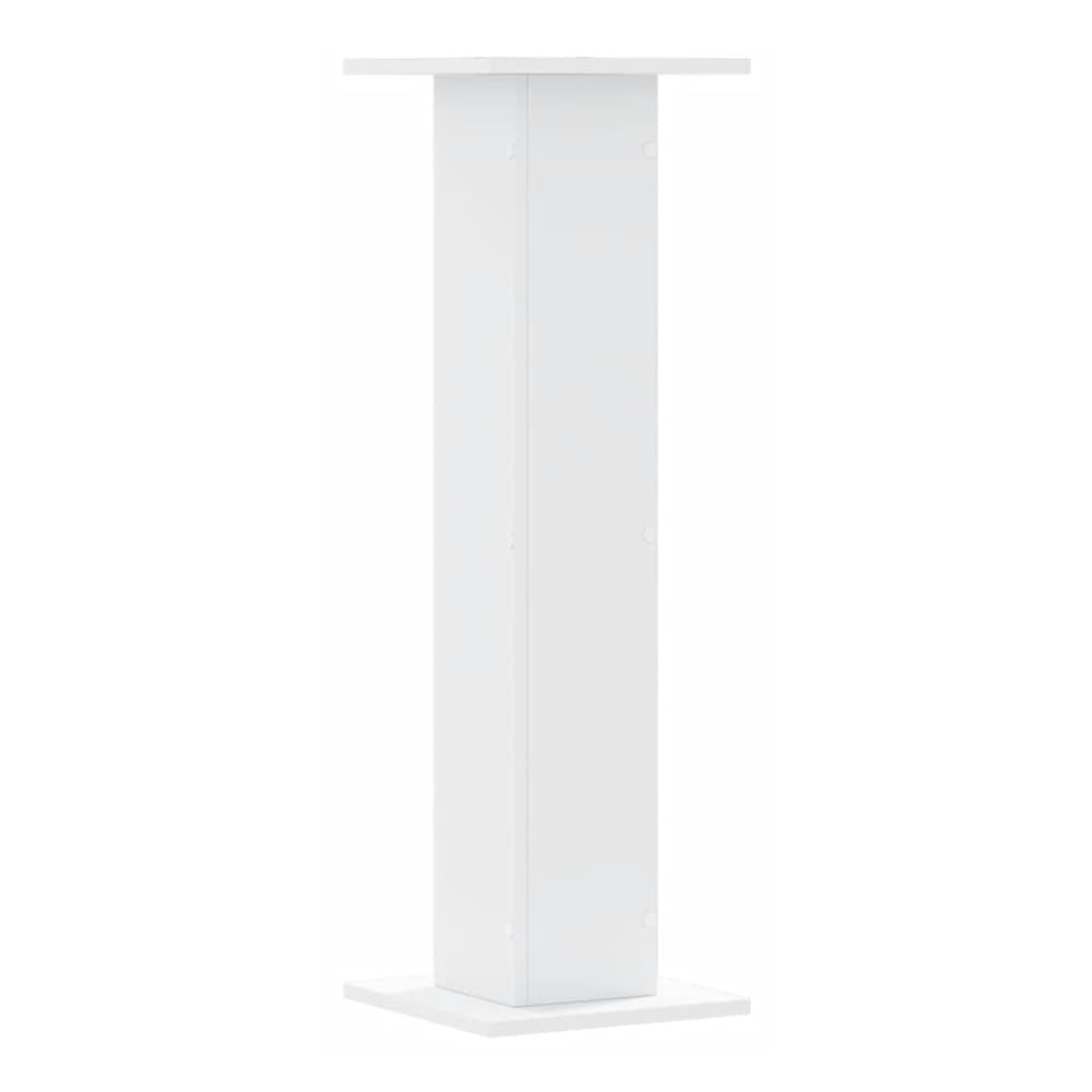 A single white speaker stand shown from the other side