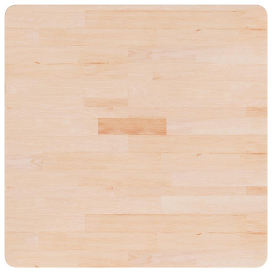 Close-up of the untreated solid wood oak table top showing the wood grain and plank construction