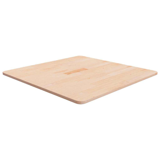 vidaXL Square Table Top Untreated Solid Wood Oak, a plain wooden square surface with rounded corners