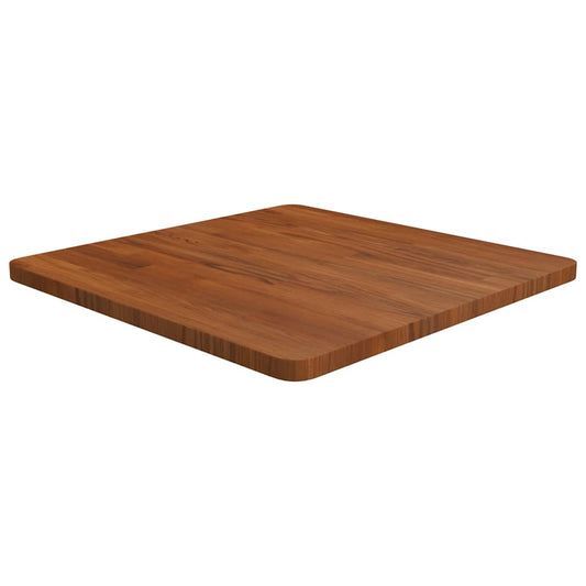 vidaXL Square Table Top Dark Brown Treated Solid Wood Oak shown from a high angle perspective