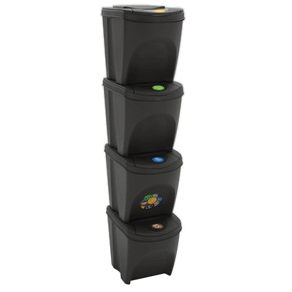 vidaXL Stackable Garbage Bin Boxes 4 pcs Grey 100 L Polypropylene stacked on top of each other