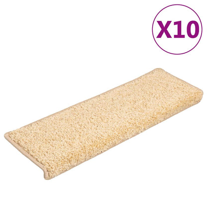 Close up of a cream rectangular stair tread showing texture, with a 'X10' graphic