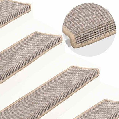 vidaXL Stair Mats 15 pcs Silver Rectangular Edge showing a set of stair treads on a carpeted staircase