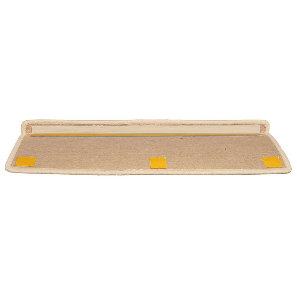 The underside of a silver rectangular edge stair tread showing adhesive strips