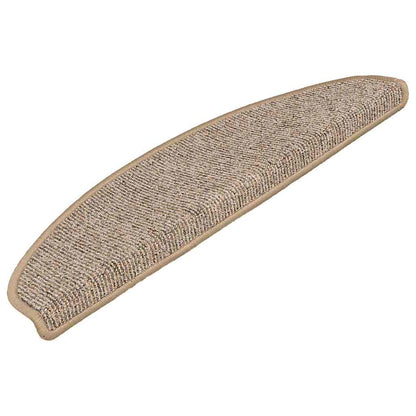 The stair treads viewed from an angle showing the half round shape and textured brown surface