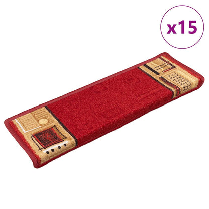 vidaXL Stair Mats Self-adhesive 15 pcs Red shown as a single piece with a quantity indicator