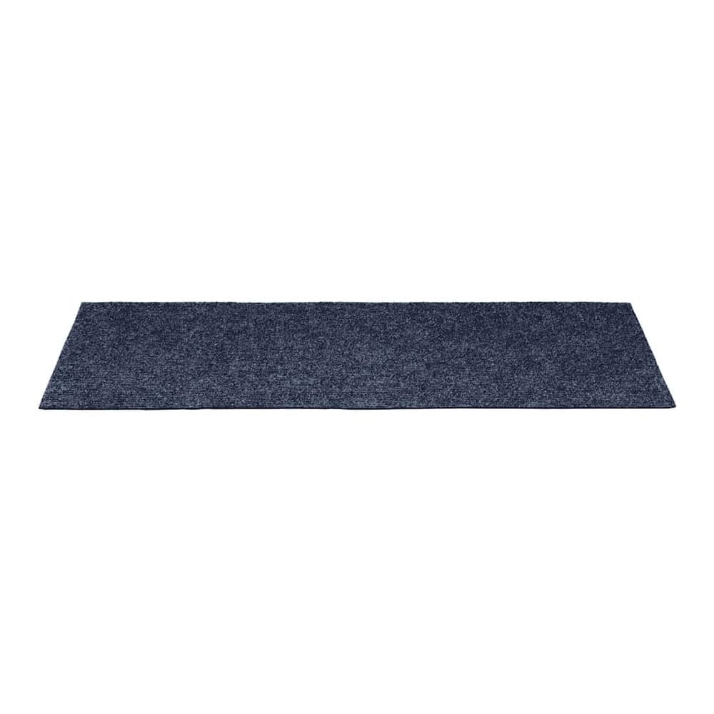 A single grey blue rectangular stair tread viewed from a low angle