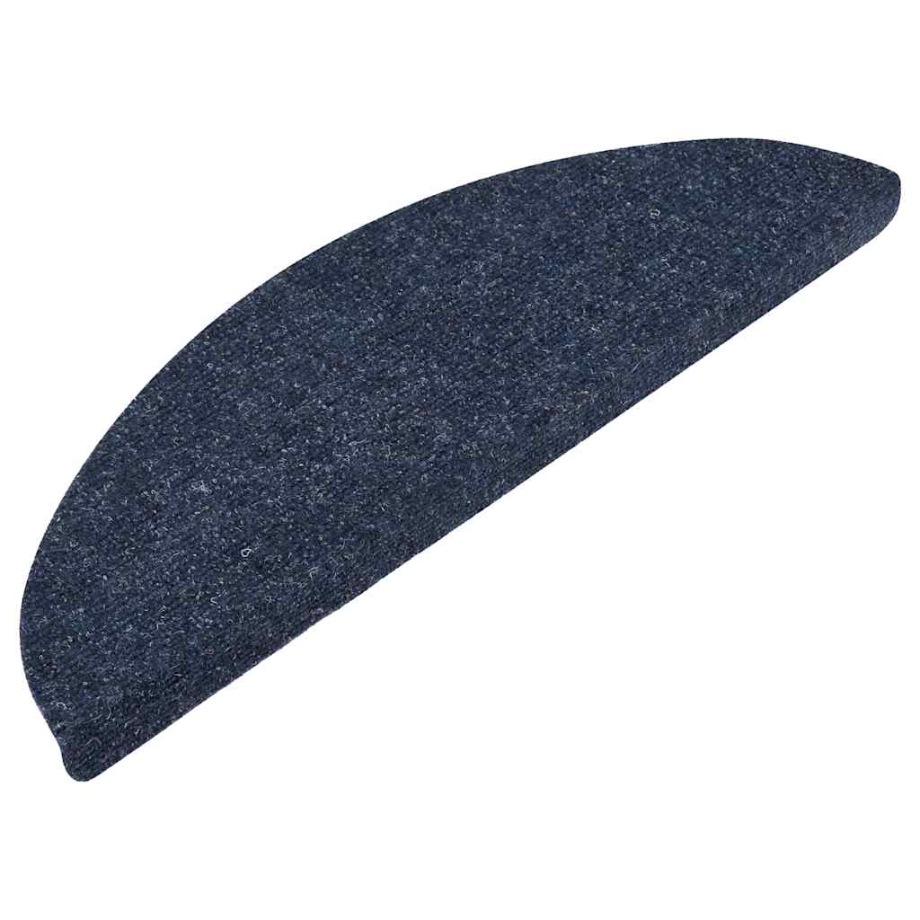 A single blue stair tread with a textured surface