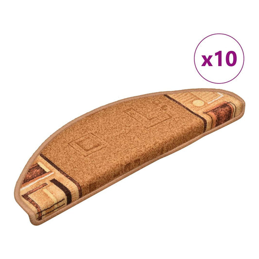 Stair Mats Self-adhesive 65x21x4 cm Half-round Beige