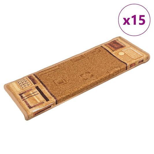 Stair Mats Self-adhesive 65x21x4 cm Rectangular Beige 15