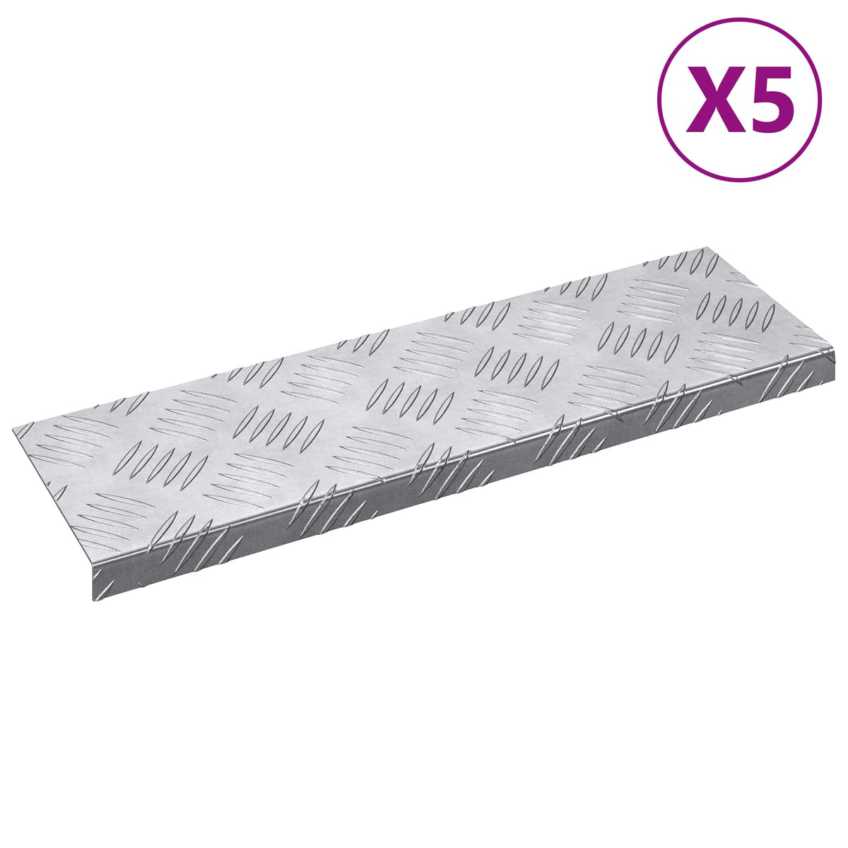 Stair Tread 60 x 18 x 2.5 cm Silver Aluminium 5 Rectangular