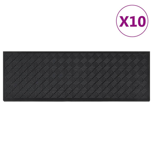 vidaXL Stair Treads 10 pcs Rubber, a single black tread with a geometric pattern