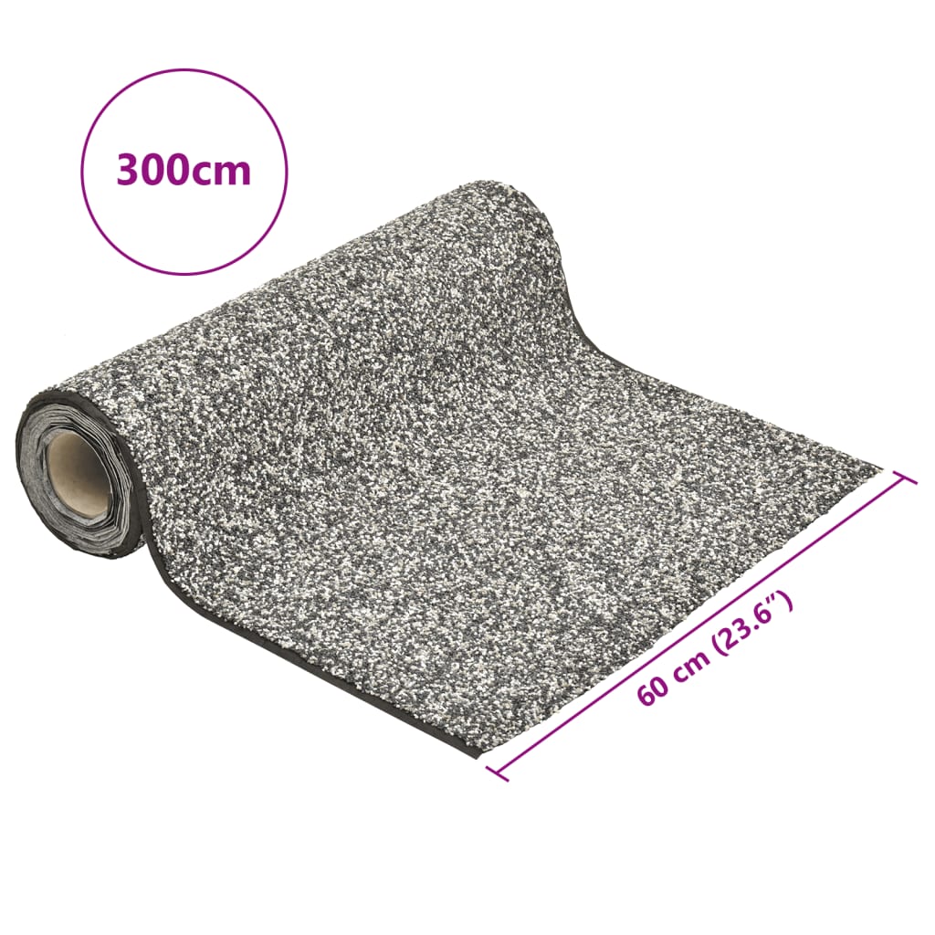 The pond liner with purple lines indicating the length and width