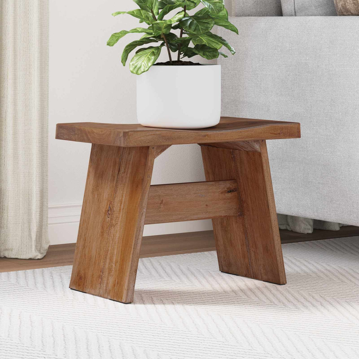 vidaXL Stool Natural 40 x 25 x 31 cm Mahogany Wood 1