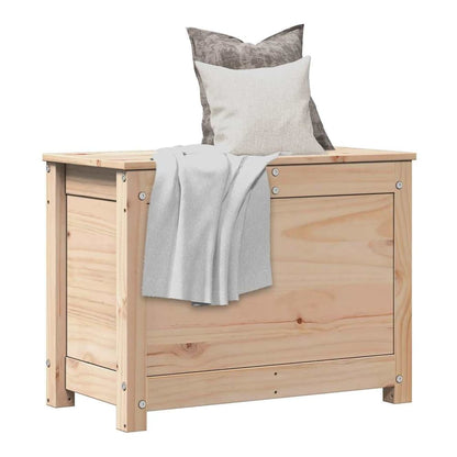 vidaXL Storage Box Solid Wood Pine with a blanket and two cushions on top