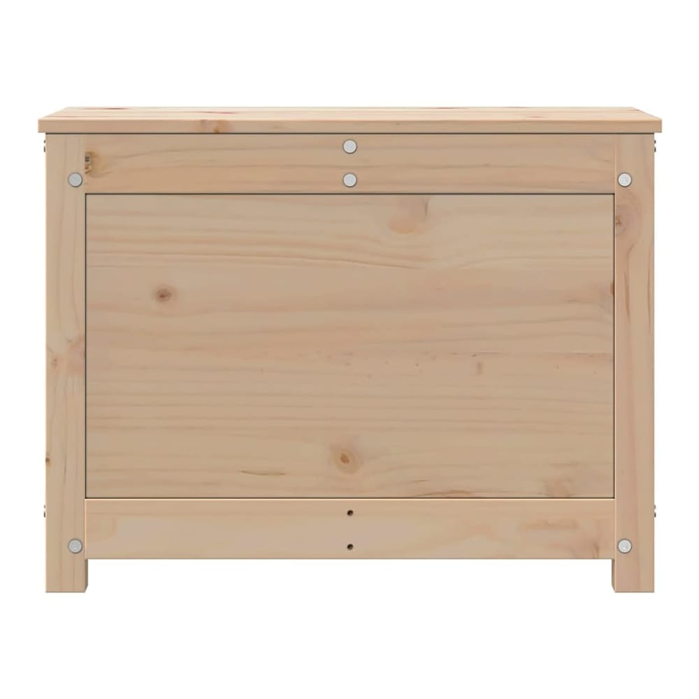 The back of the solid wood pine storage box, showing construction details