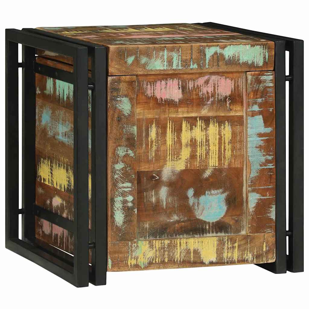vidaXL Storage Box Brown and Black Solid Acacia Wood with a rustic colourful finish and black metal frame