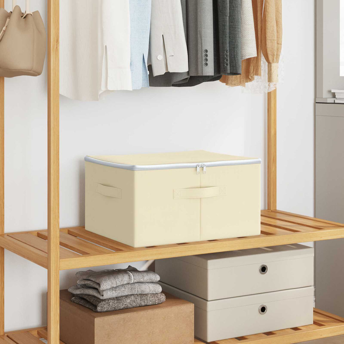Storage Box Non-woven fabric 90 L Cream 6 50 cm 25 cm 30 cm