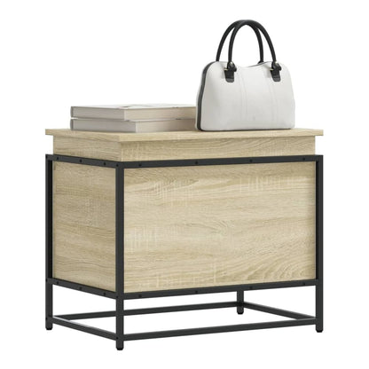 vidaXL Storage Box with Lid Sonoma Oak Engineered Wood with a white handbag and two books on top