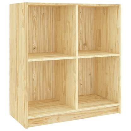 The pine sideboard shown empty with its four compartments and natural wood grain