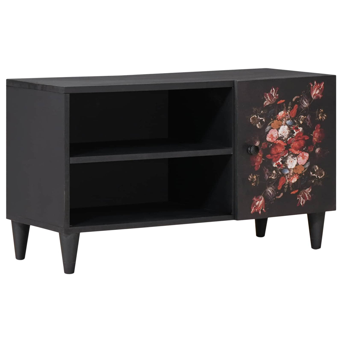 vidaXL Storage Cabinets Multicolour Solid Mango Wood with a floral pattern on the cupboard door