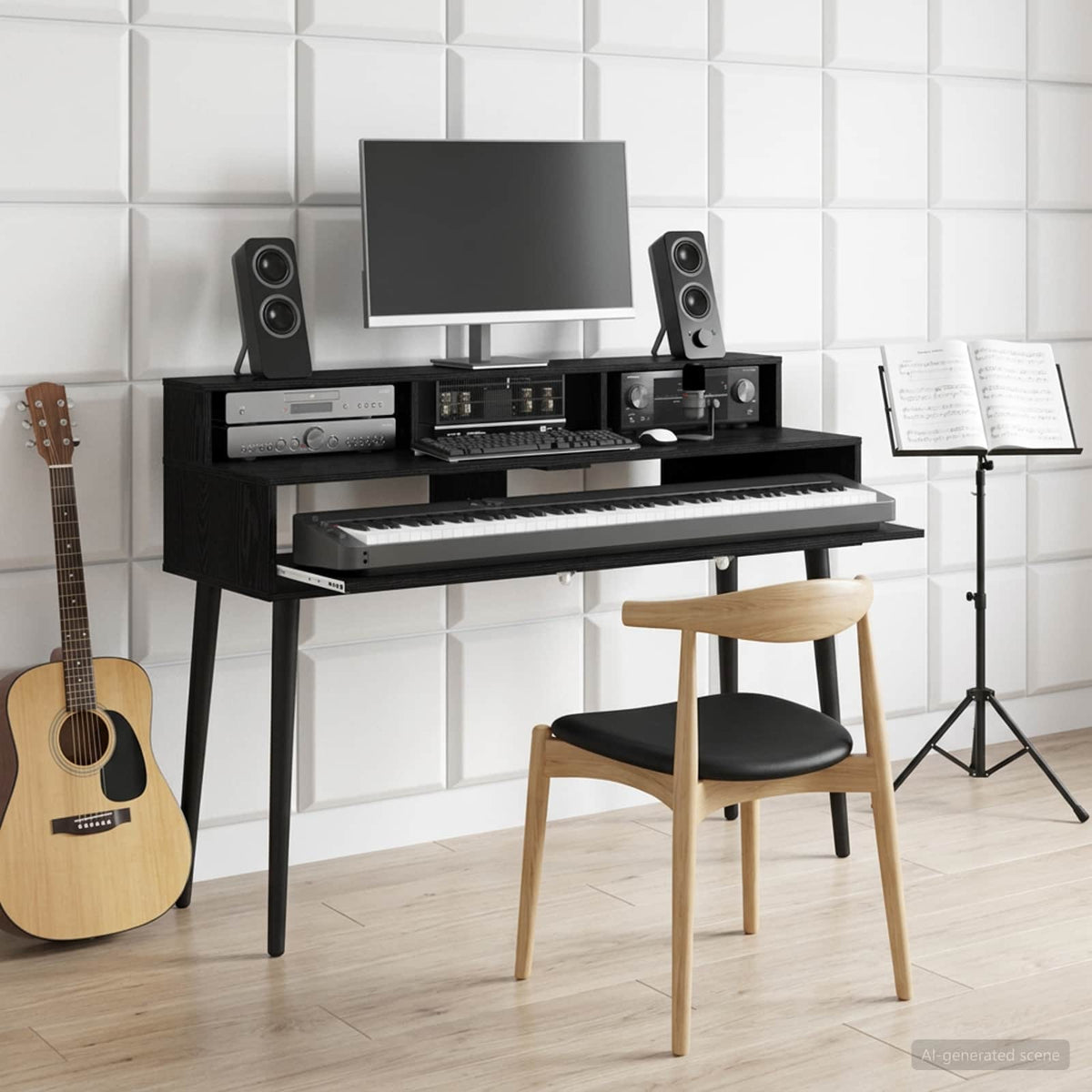 vidaXL Studio Desk Black Oak 110 x 42.5 x 36 cm Engineered Wood 1