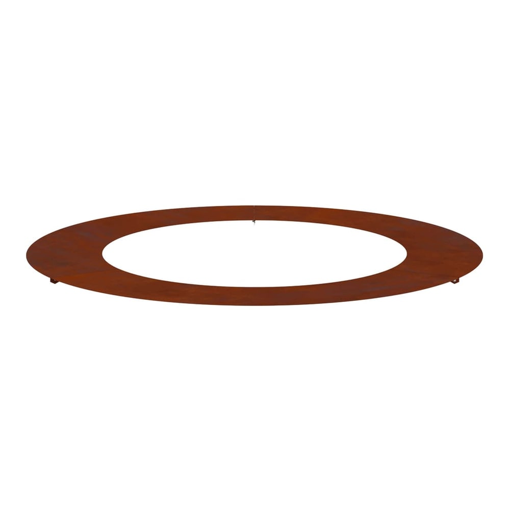 rusty metal flat tree ring with a weathered finish