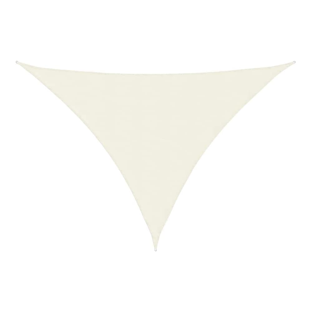 Cream triangular sunshade sail laid flat on a white background