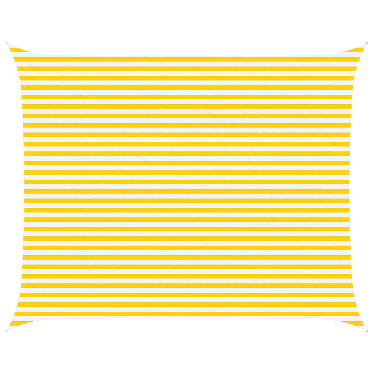 Yellow and white striped sun shade sail