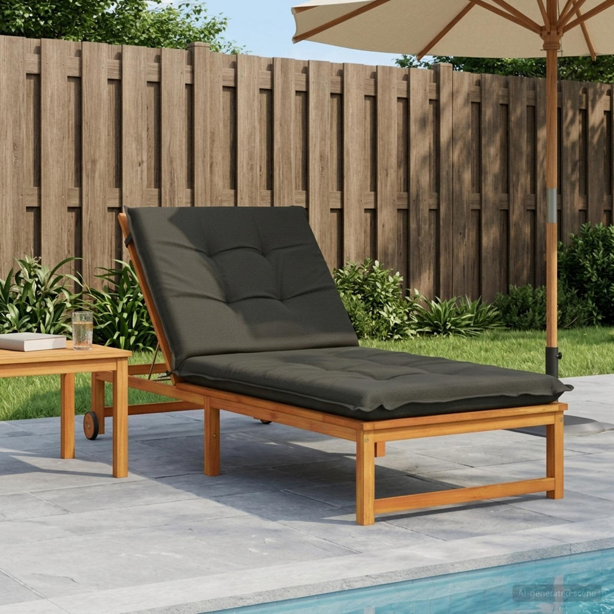 Sunlounger Cushion GEMERT 100% Polyester Melange 190 x 70 x 9 cm Anthracite
