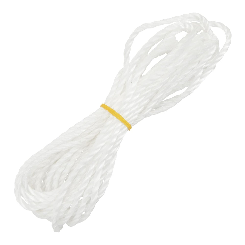 A coil of white rope, likely for attaching the sunshade sail