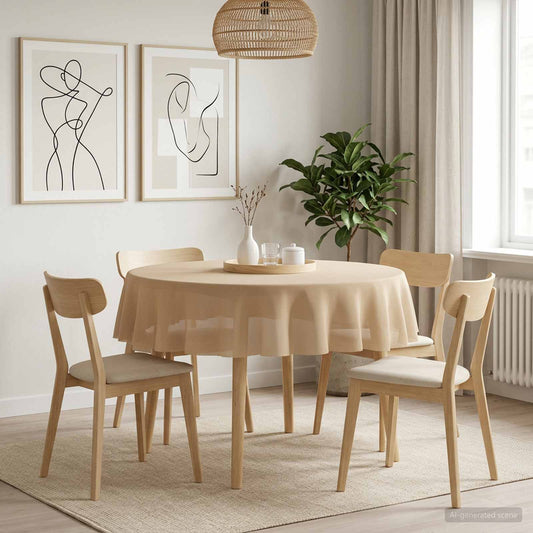 Table Cloth 5 pcs Round Beige