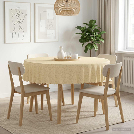 Table Cloth 5 pcs Round Cream White