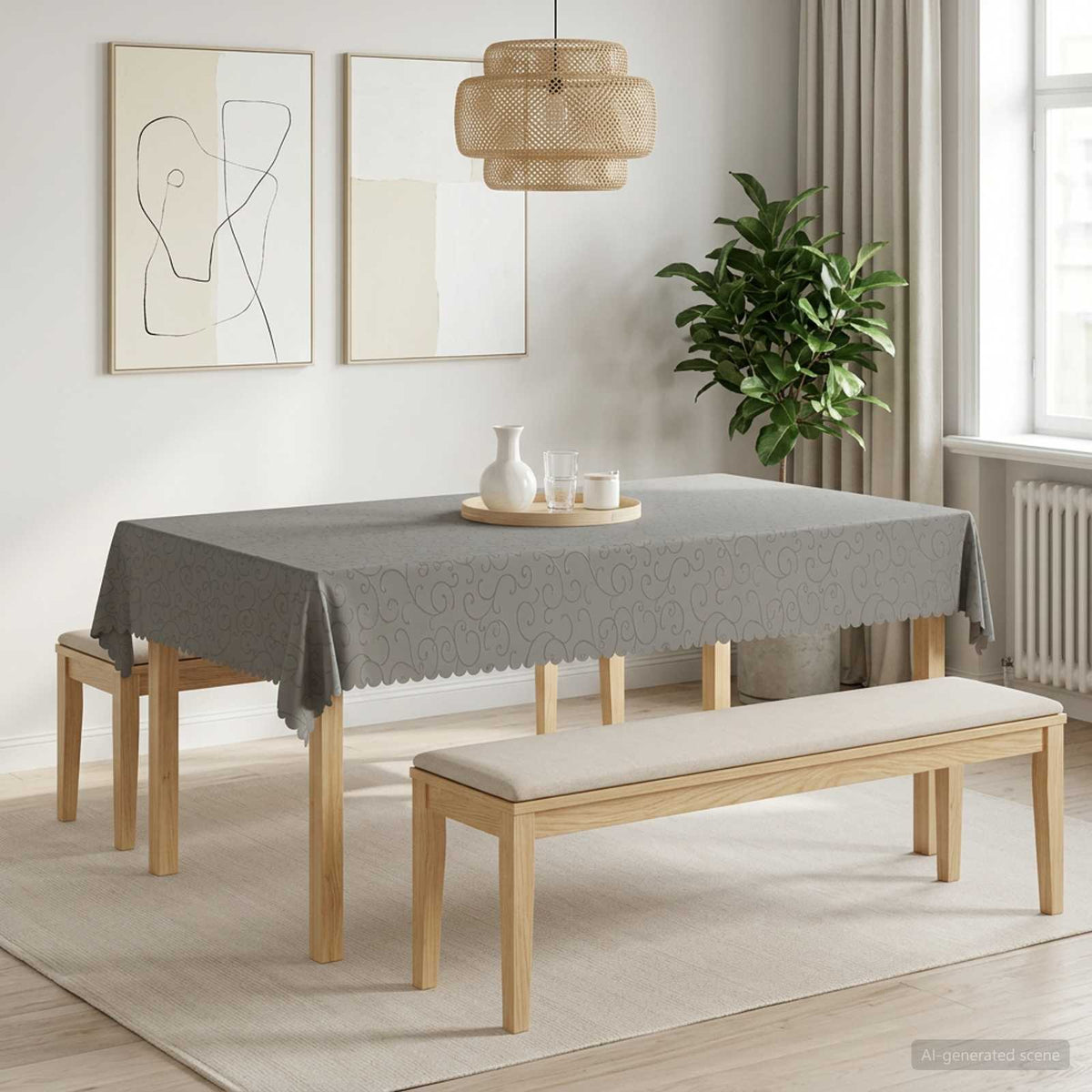 Table Cloth Rectangular 5 Light grey 140 x 260 cm