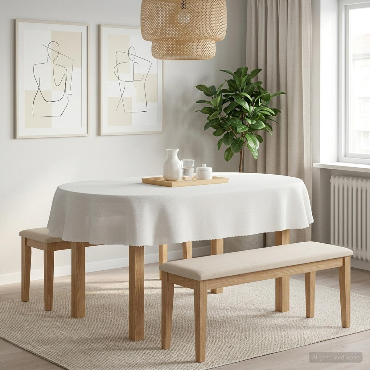 Table Cloth Rectangular 5 White 130 x 220 cm