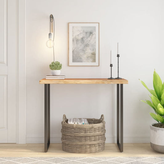 vidaXL Table Top Rectangular Solid Wood Acacia Live Edge shown as a console table in a hallway setting