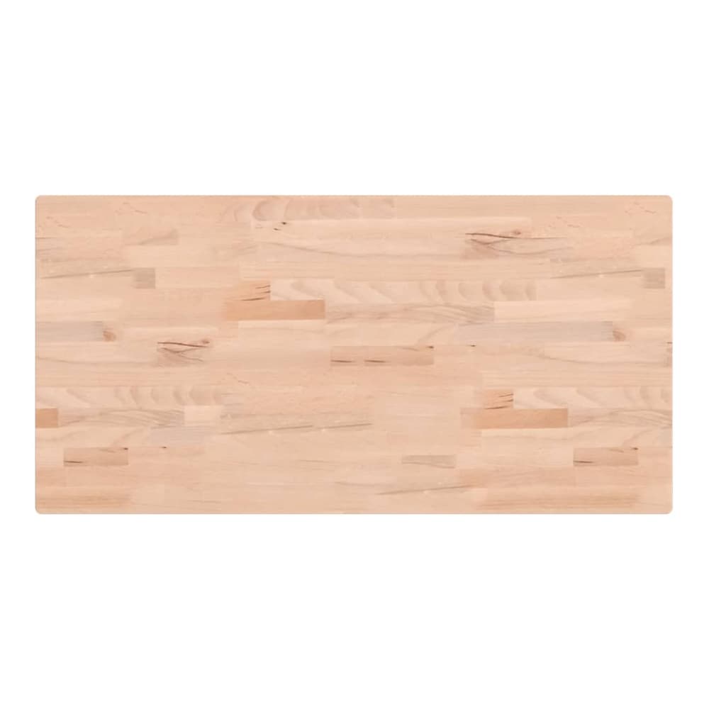 The rectangular solid wood beech table top showing its natural wood grain pattern