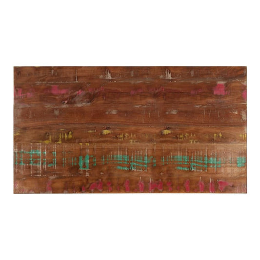 vidaXL Table Top Rectangular Solid Wood Reclaimed, a rustic wooden surface with colourful paint marks