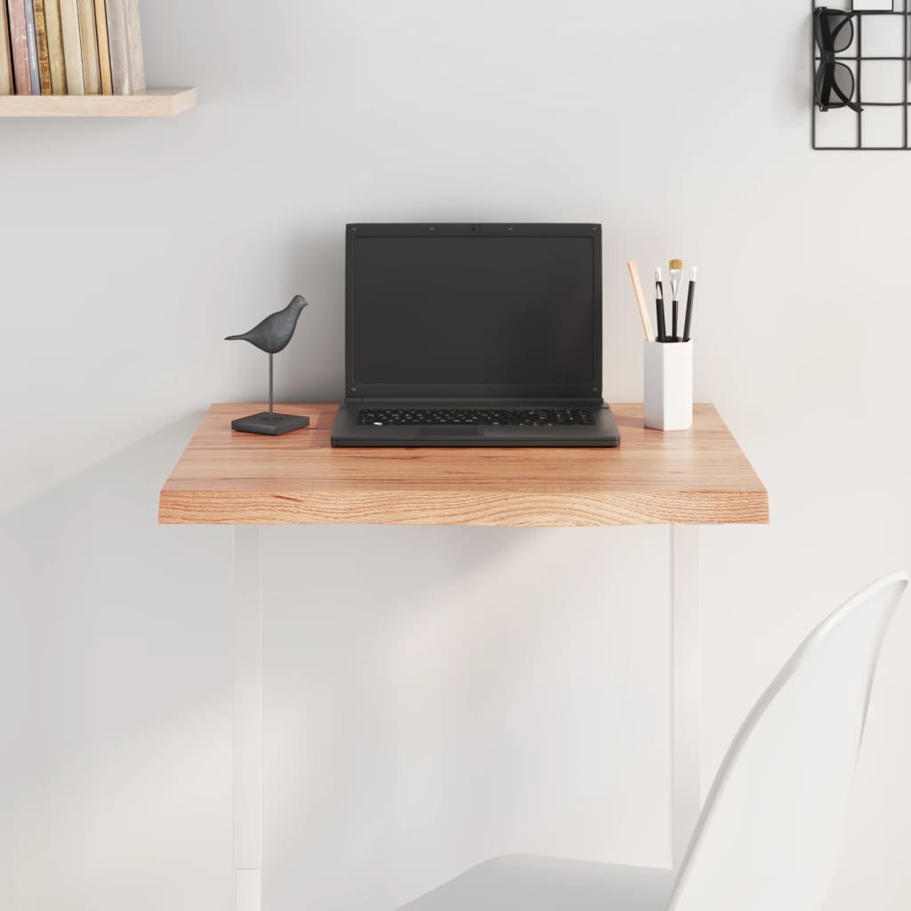 Table Top 60x40x(2-4) Treated Solid Wood Oak Light brown Depth 40 cm Height 4 cm 60 cm
