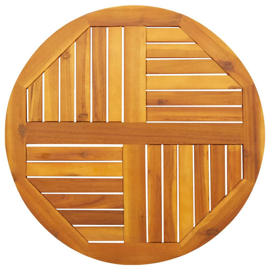 vidaXL Table Top Round Solid Wood Acacia, a round wooden table top with a slatted design and a natural wood finish